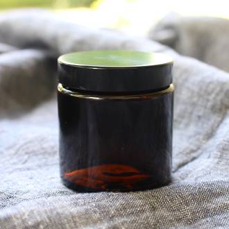 Amber glass pot - black lid: 100ml